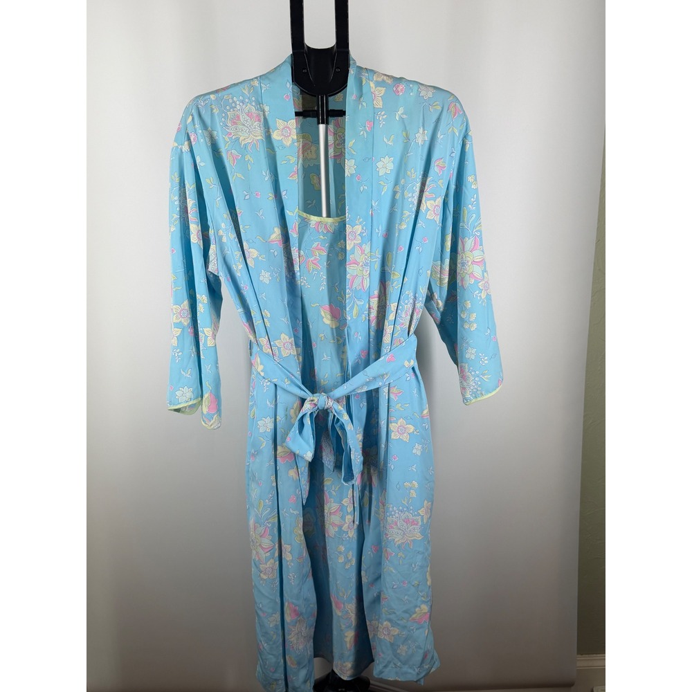 Cruz‎ Blue Floral Robe Vintage Style Pastel Sleepwear Medium